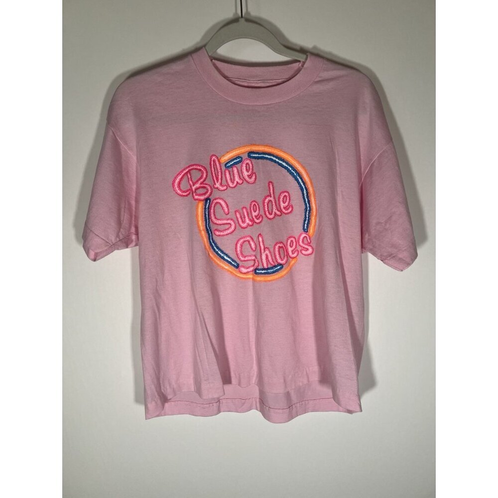 Pink Graphic Tee with Embroidered Design